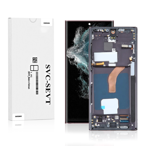 Genuine LCD Screen For Samsung Galaxy S22 Ultra 5G (S908) With Frame & Touchpad - Black (Pull Out)