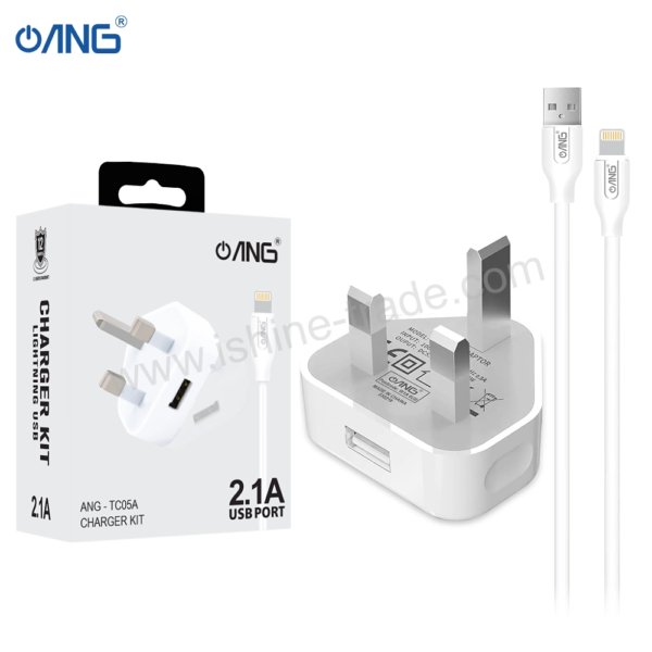 84A ANG TC05A Single USB Adaptor 2.1A With Lightning Cable iShine Trade T/A Boltify Limited