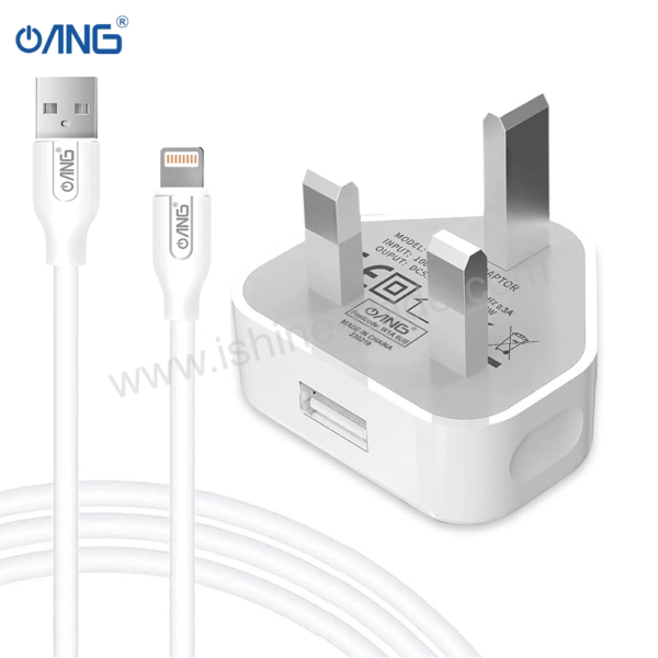 84B ANG TC05A Single USB Adaptor 2.1A With Lightning Cable iShine Trade T/A Boltify Limited