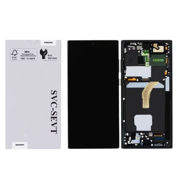 Genuine LCD Screen For Samsung Galaxy S22 Ultra 5G (S908B) With Frame and Touchpad - Black  (GH82-27488A)