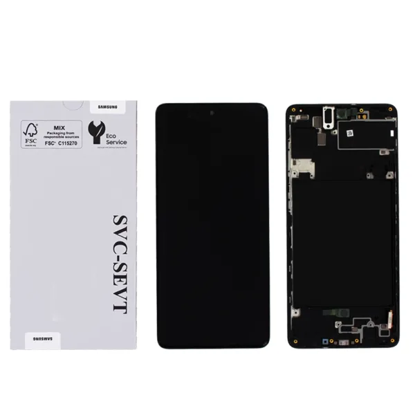 Genuine LCD Screen for Samsung Galaxy A71 (A715) with Frame and Touchpad - Black  (GH82-22152A)