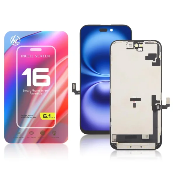 HL HD+ Incell Apple iPhone 16 LCD Module Display and Touch Screen Digitizer Assembly